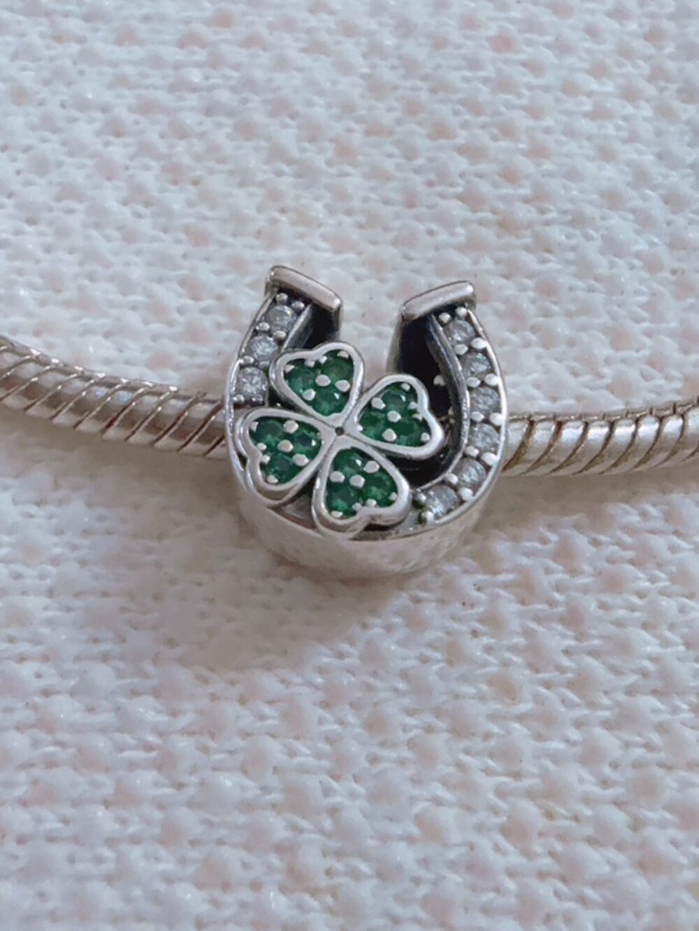 Lucky Clover and Lucky Horseshoe Silver Charm For Pandora Bracelet
